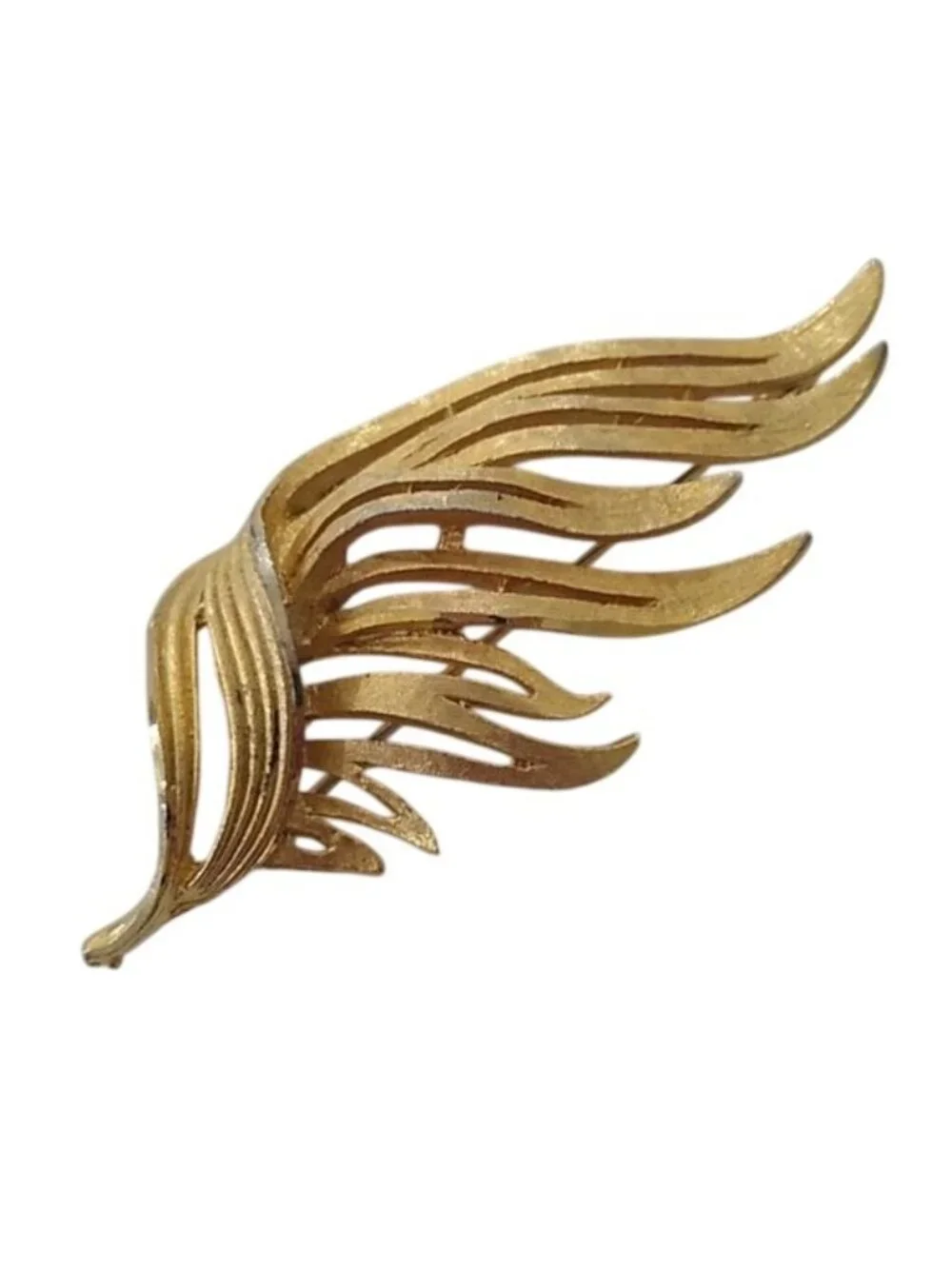 Vintage BSK Goldtone Metal Leaf Brooch
